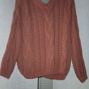 Rue21 V-Neck Cable Knit Sweater - Warm Rust